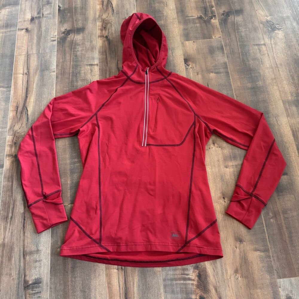 REI Co-op Men’s Airflyte 1/4 Zip Hoodie Red 798979 Medium Gorpcore Running